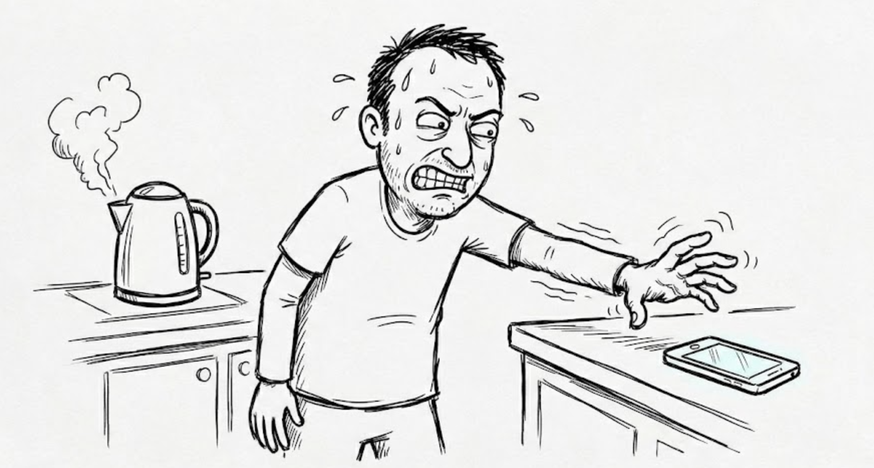 a man reaching for his phone